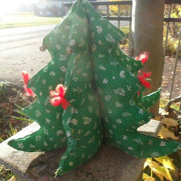 Farmhouse Christmas Tree Decoration Primitive Rustic Home Table Vtg Plush Decor - Picture 8 of 16